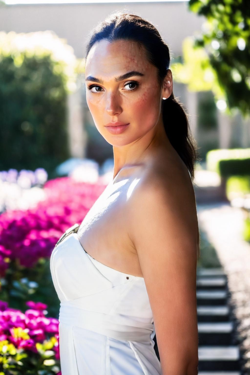 Gal Gadot as Wonder Woman in a wedding gown walking down the aisle with  flowers on Craiyon